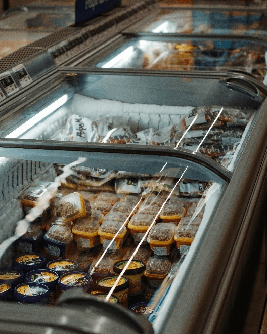 Frozen food in a supermarket